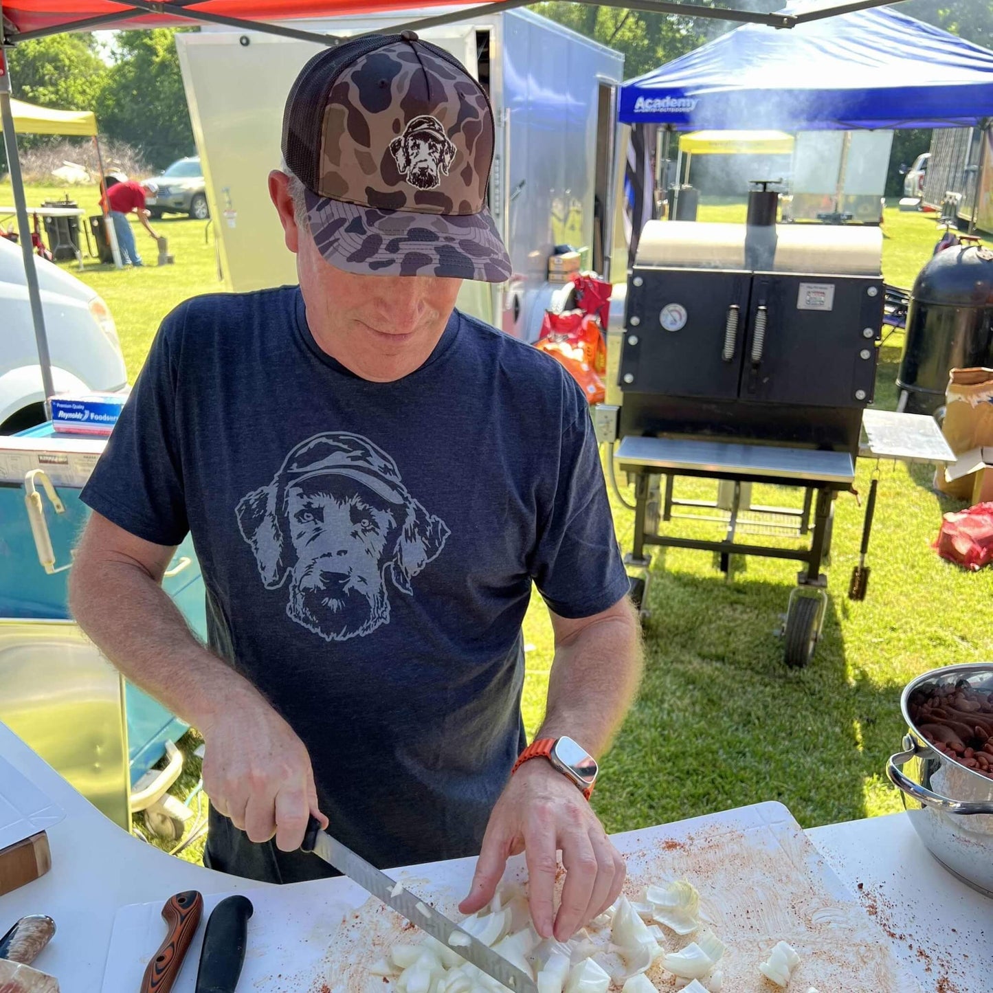 Person wearing Hunt Mutt Classic Logo T-Shirt outdoors