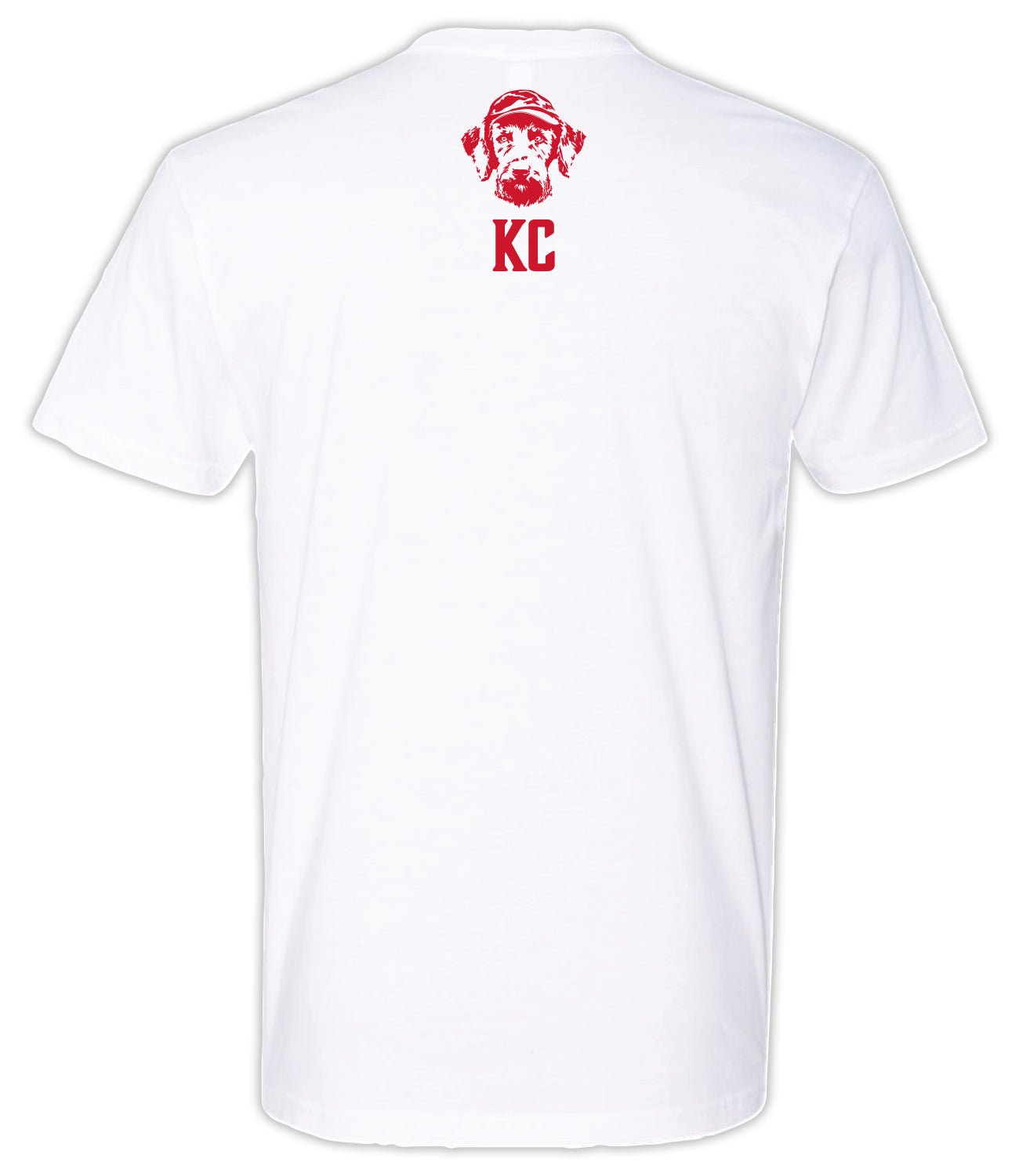 Back view of Hunt Mutt KC Colors Tee with KC graphic