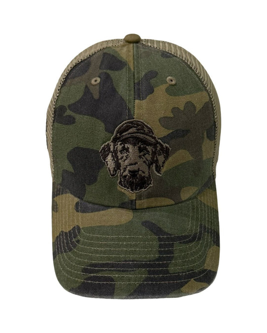 Hunt Mutt camo trawler hat – front view mesh cap