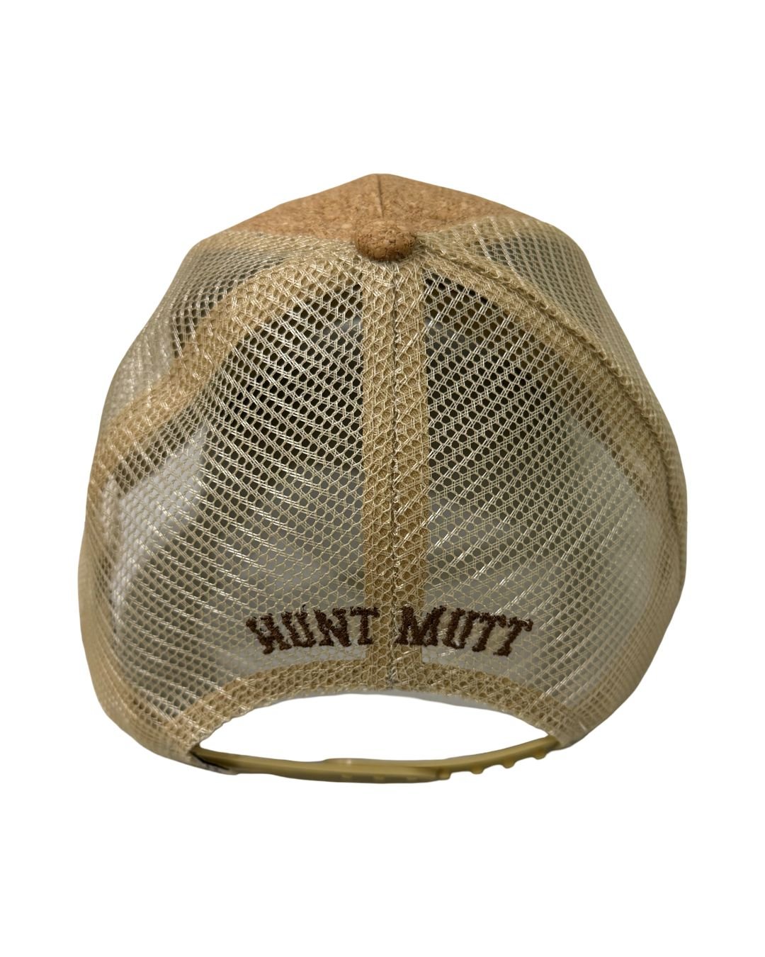 Back view of Hunt Mutt cork hat adjustable snapback closure