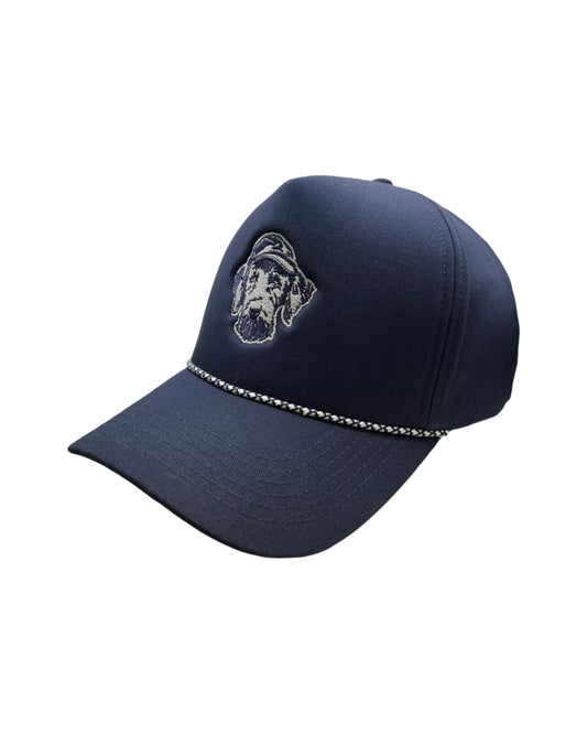 Side view of Hunt Mutt logo-only rope hat with rope-brim