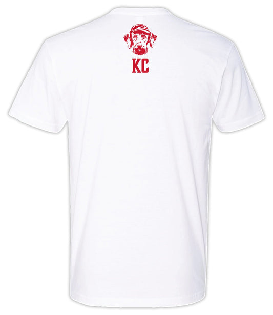 Back view of Hunt Mutt KC Colors Tee with KC graphic